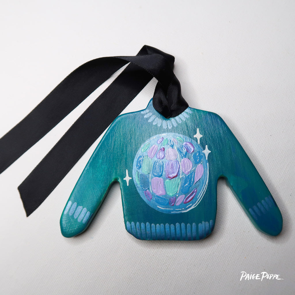 "Dressed in Disco" Handpainted Ceramic Ornament