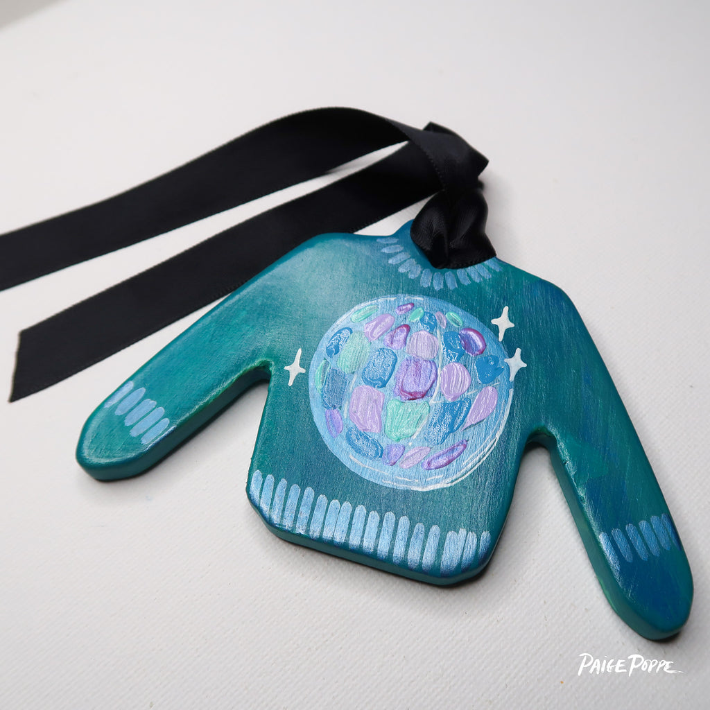 "Dressed in Disco" Handpainted Ceramic Ornament