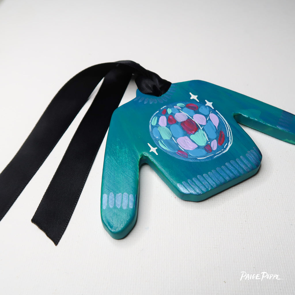 "Dressed in Disco" Handpainted Ceramic Ornament