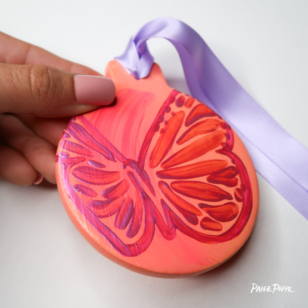 "Wings that Shine" Handpainted Ceramic Ornament