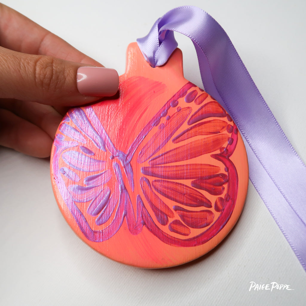 "Wings that Shine" Handpainted Ceramic Ornament