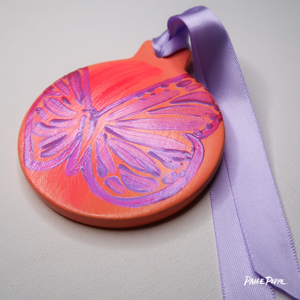 "Wings that Shine" Handpainted Ceramic Ornament