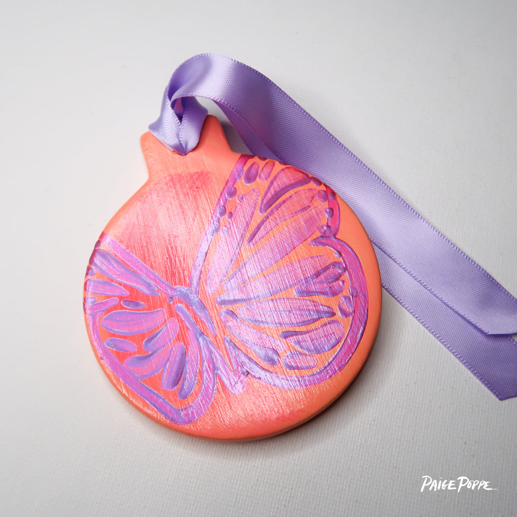 "Wings that Shine" Handpainted Ceramic Ornament