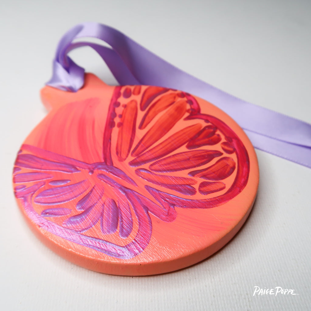 "Wings that Shine" Handpainted Ceramic Ornament