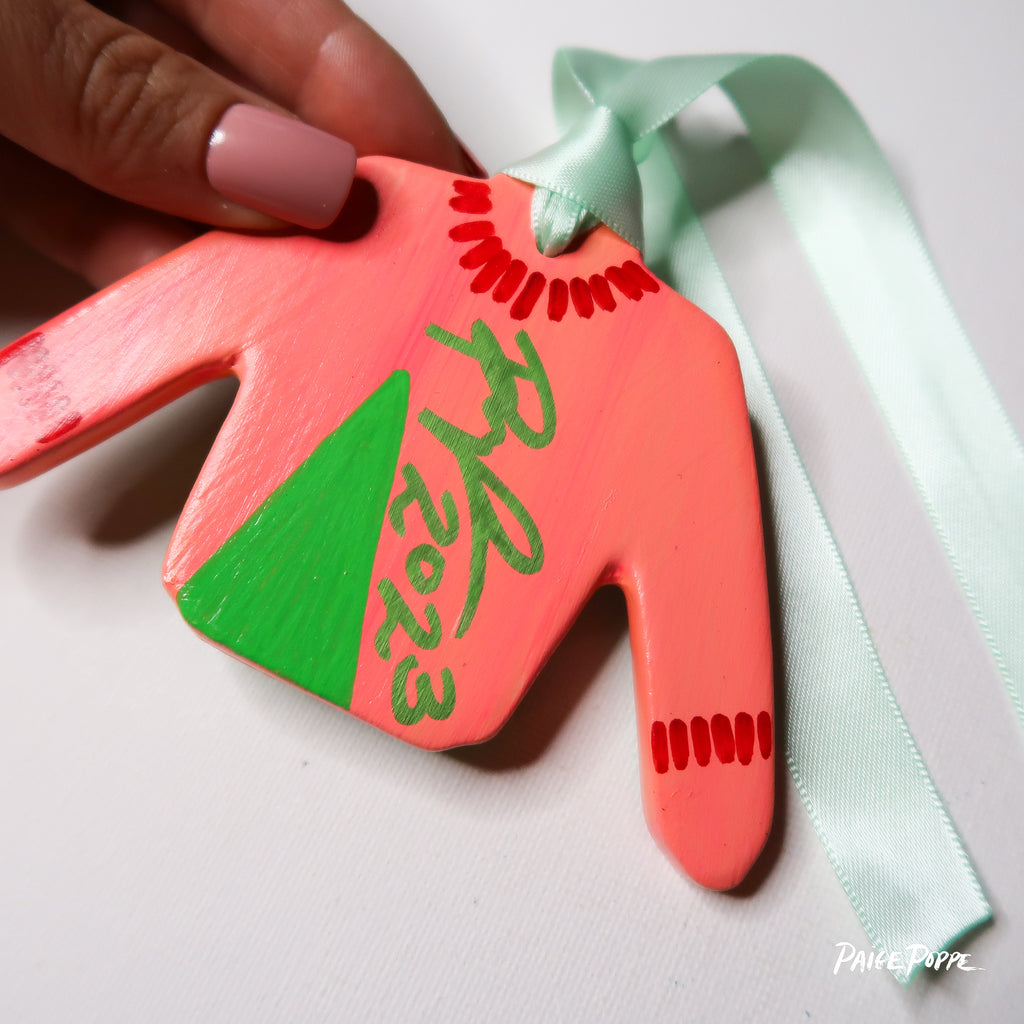 "Trimmed with Trees" Handpainted Ceramic Ornament
