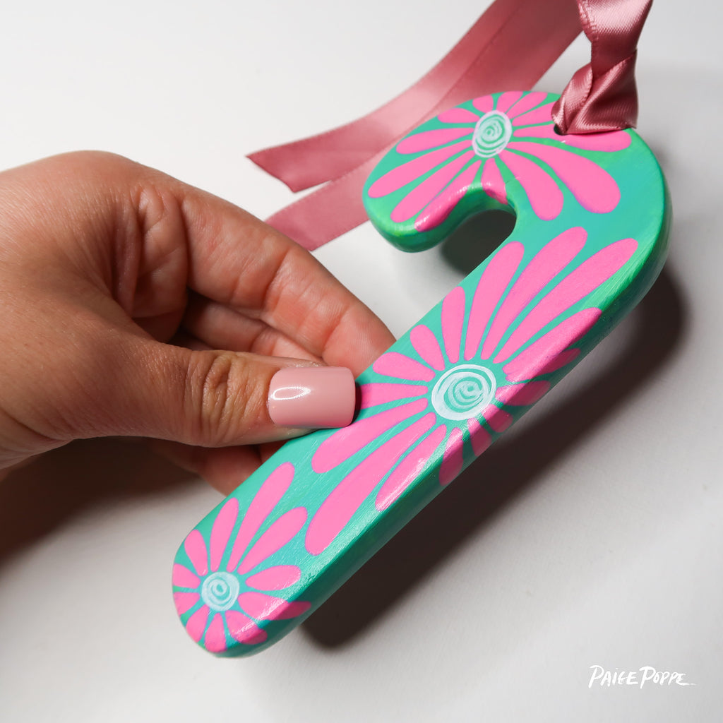 "Frosted Blooms" Handpainted Ceramic Ornament