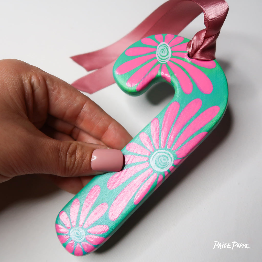"Frosted Blooms" Handpainted Ceramic Ornament