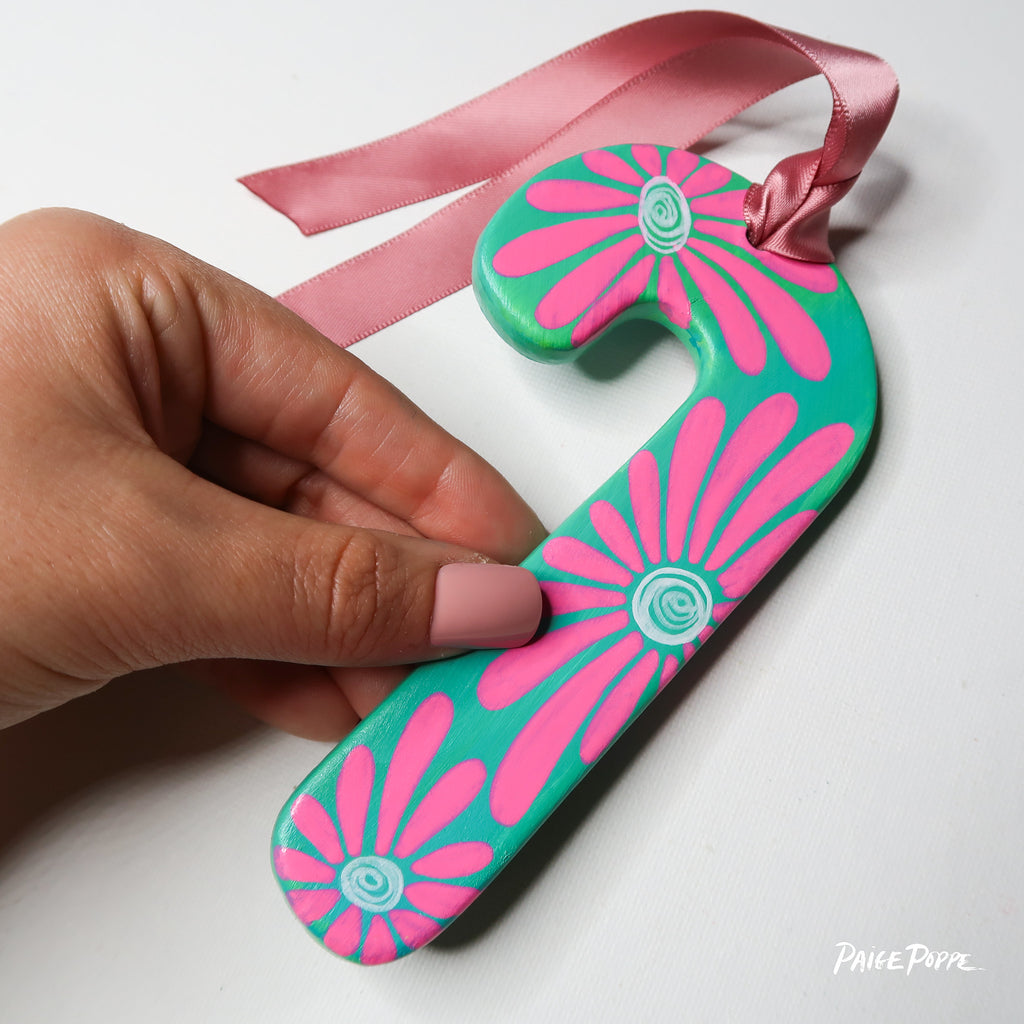 "Frosted Blooms" Handpainted Ceramic Ornament