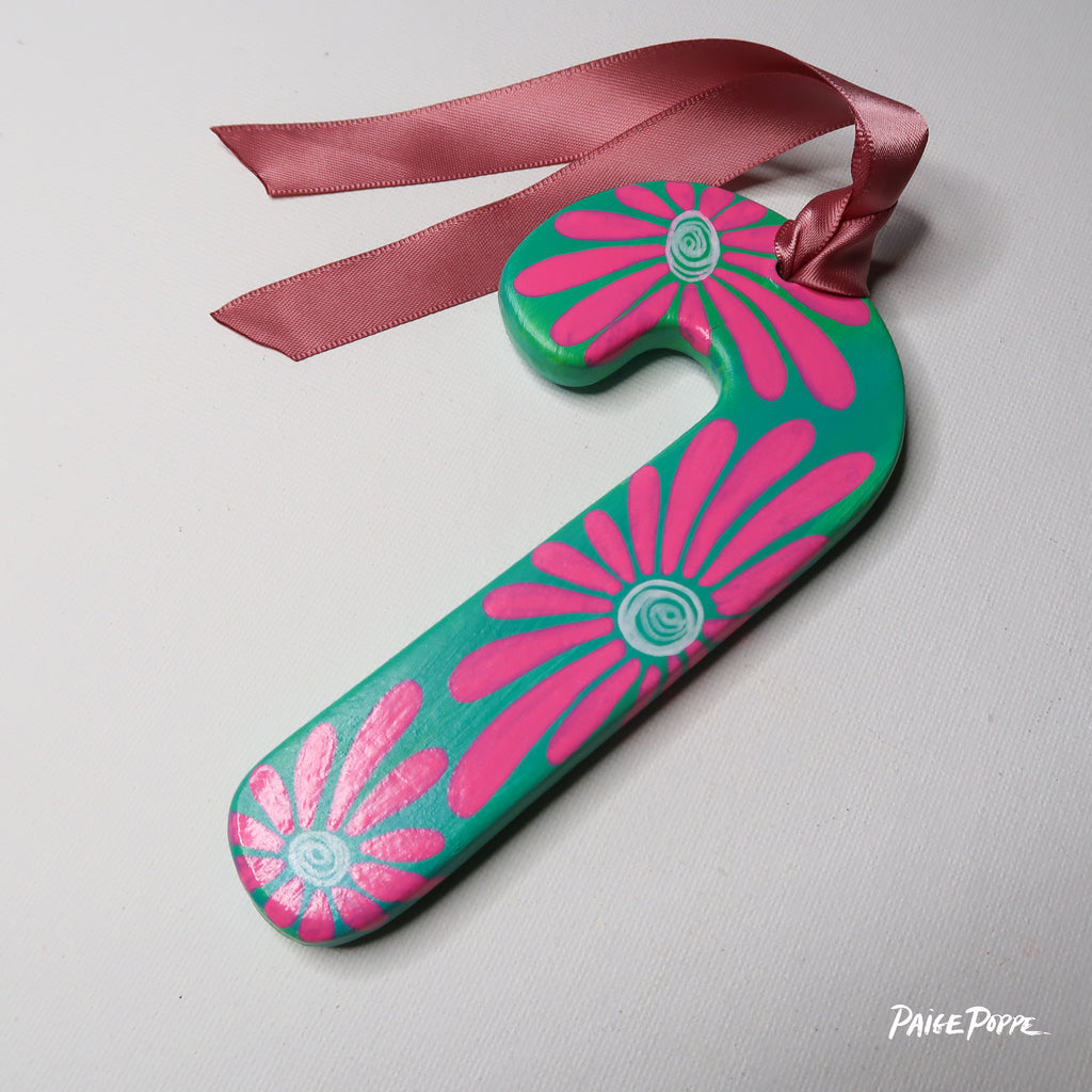 "Frosted Blooms" Handpainted Ceramic Ornament