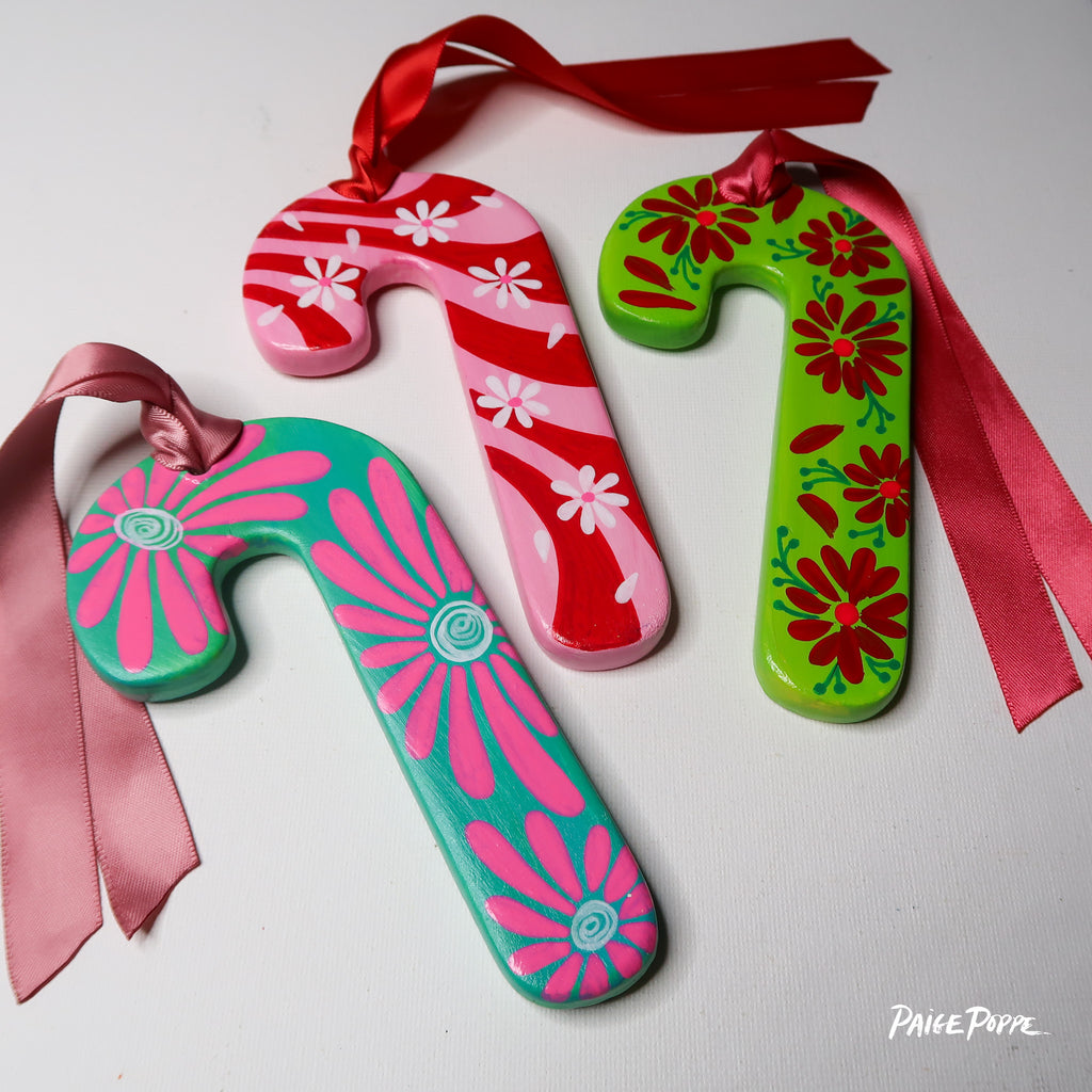"Frosted Blooms" Handpainted Ceramic Ornament