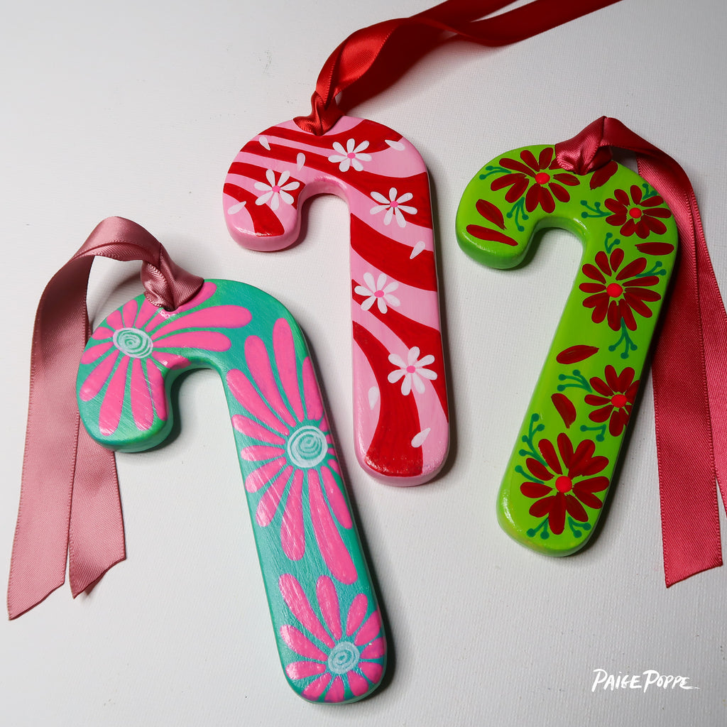 "Frosted Blooms" Handpainted Ceramic Ornament