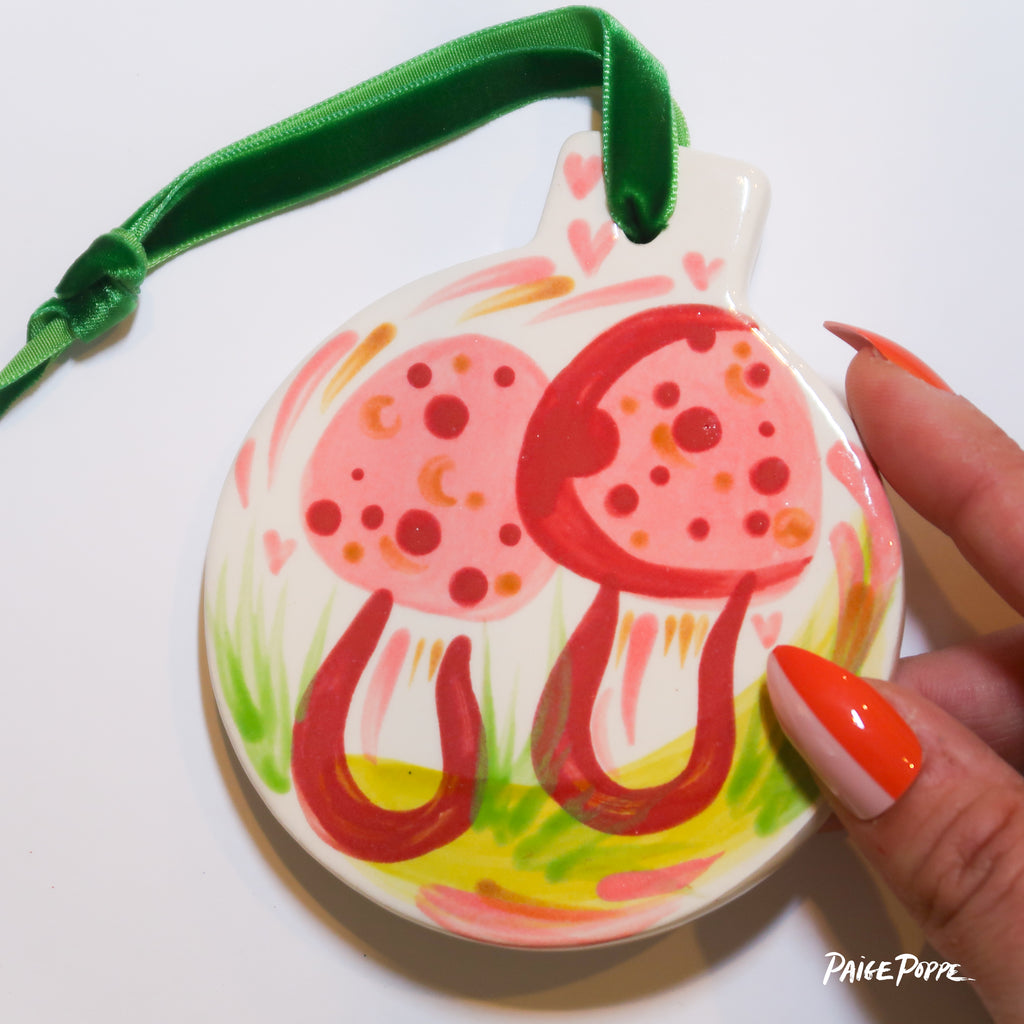 "Mushroom Forest" Handpainted Ceramic Ornament