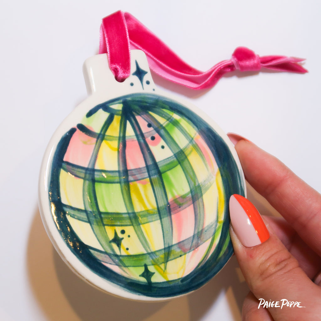 "Disco Magic" Handpainted Ceramic Ornament