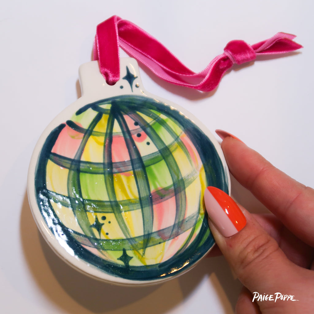 "Disco Magic" Handpainted Ceramic Ornament