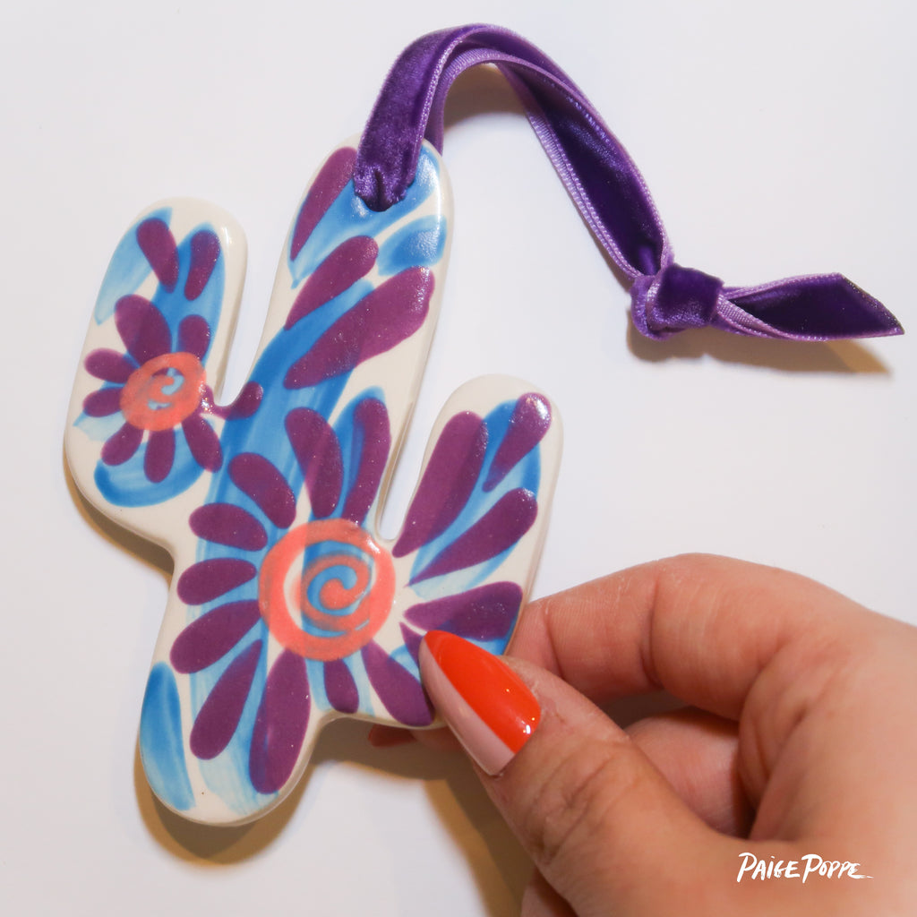 "Groovy Gal" Handpainted Ceramic Ornament