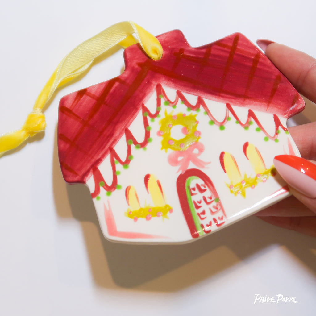 "Cheerful Chateau" Handpainted Ceramic Ornament