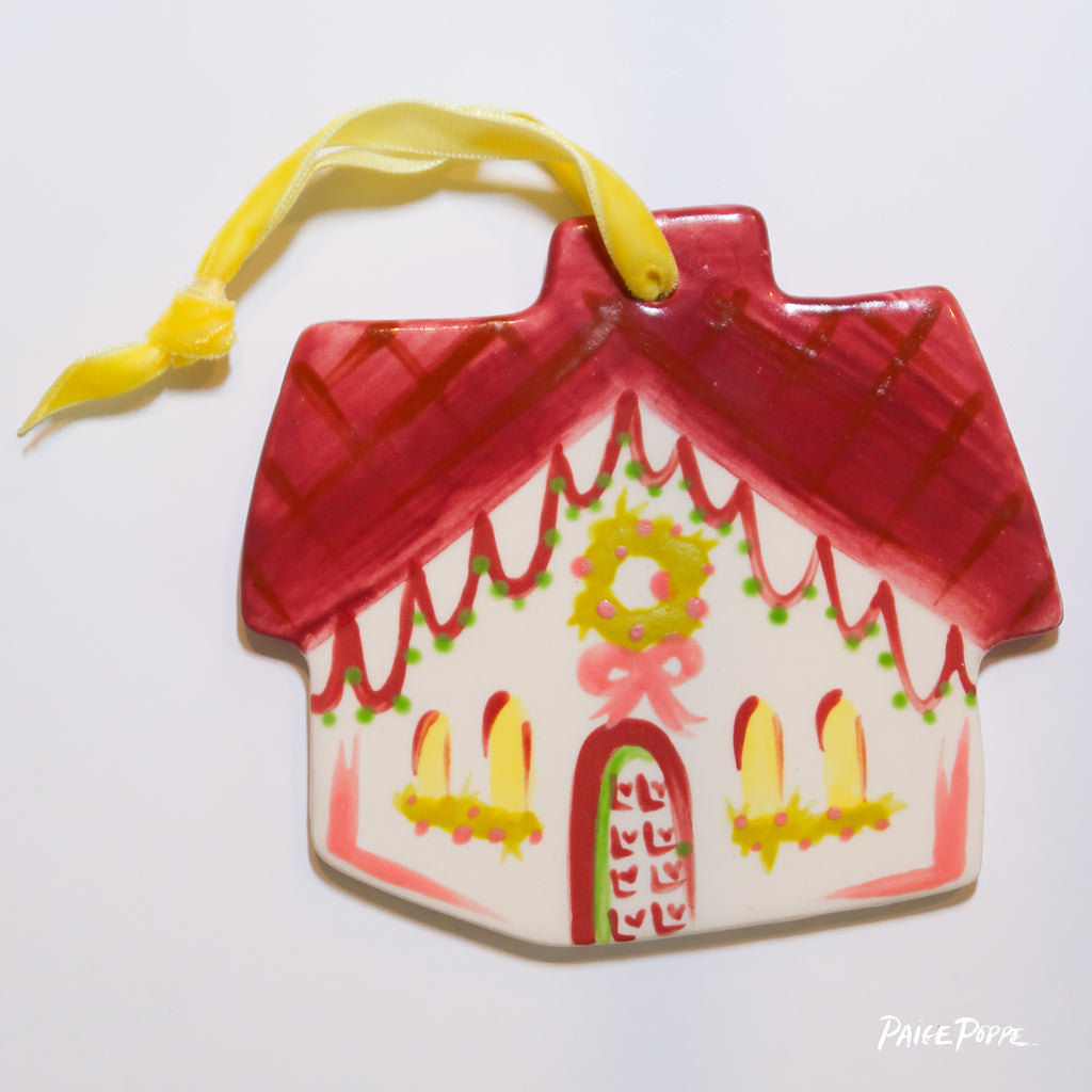 "Cheerful Chateau" Handpainted Ceramic Ornament