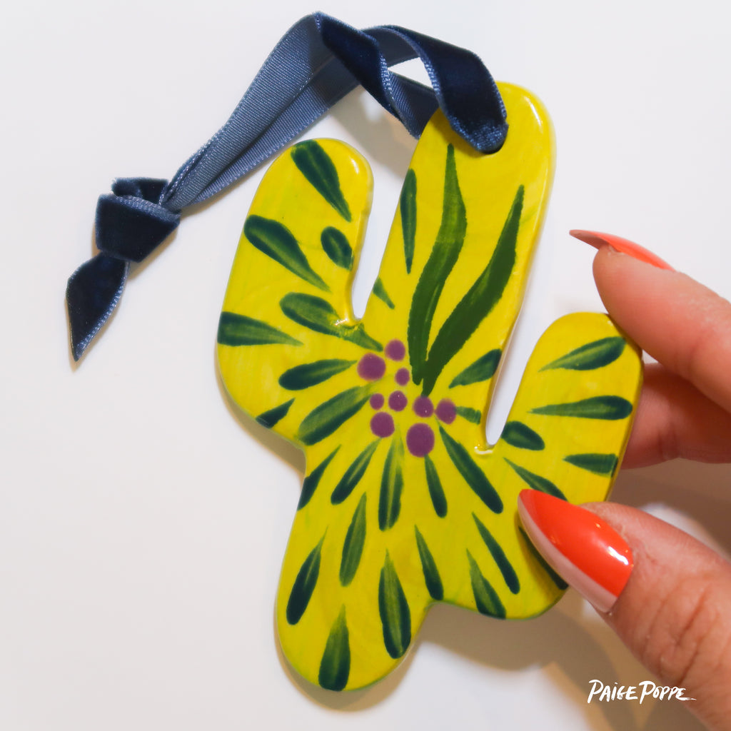 "Evergreen Petals" Handpainted Ceramic Ornament