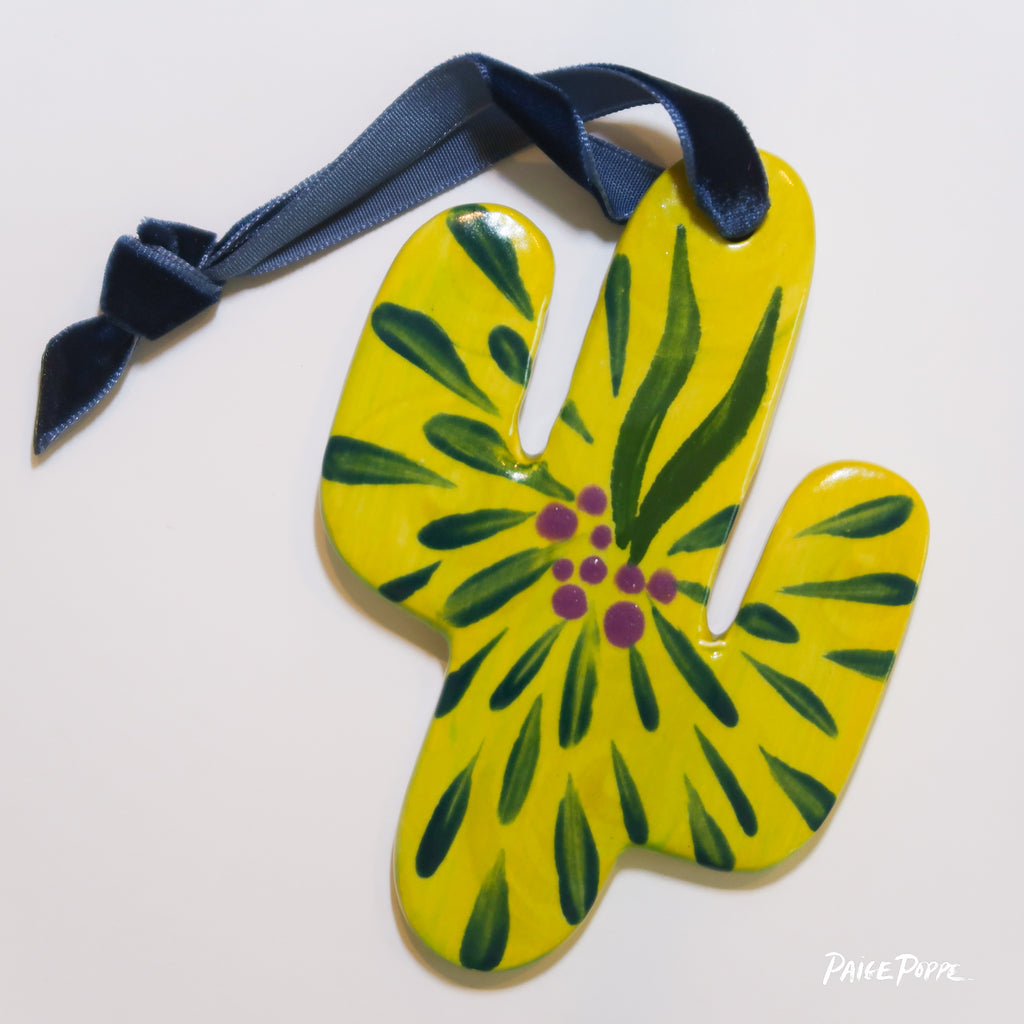 "Evergreen Petals" Handpainted Ceramic Ornament