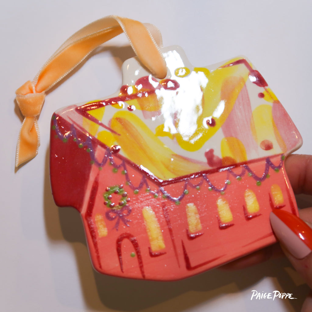 "Artful Abode" Handpainted Ceramic Ornament