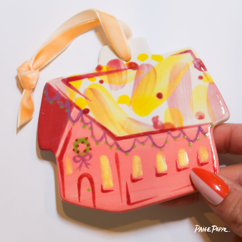 "Artful Abode" Handpainted Ceramic Ornament