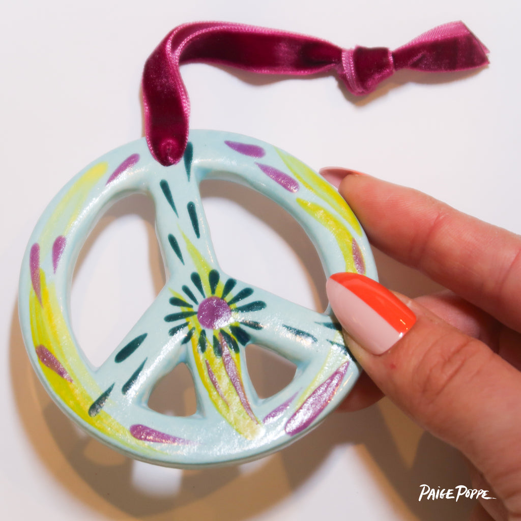 "Petal Power" Handpainted Ceramic Ornament