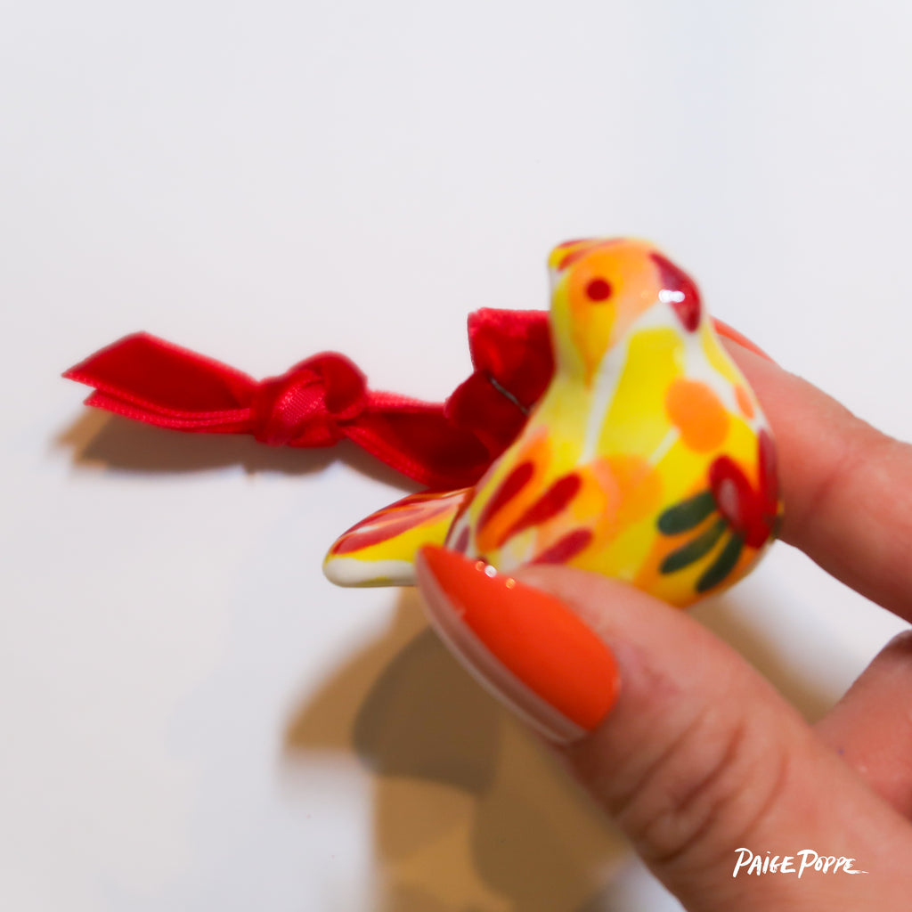 "Flying with Love" Handpainted Ceramic Ornament