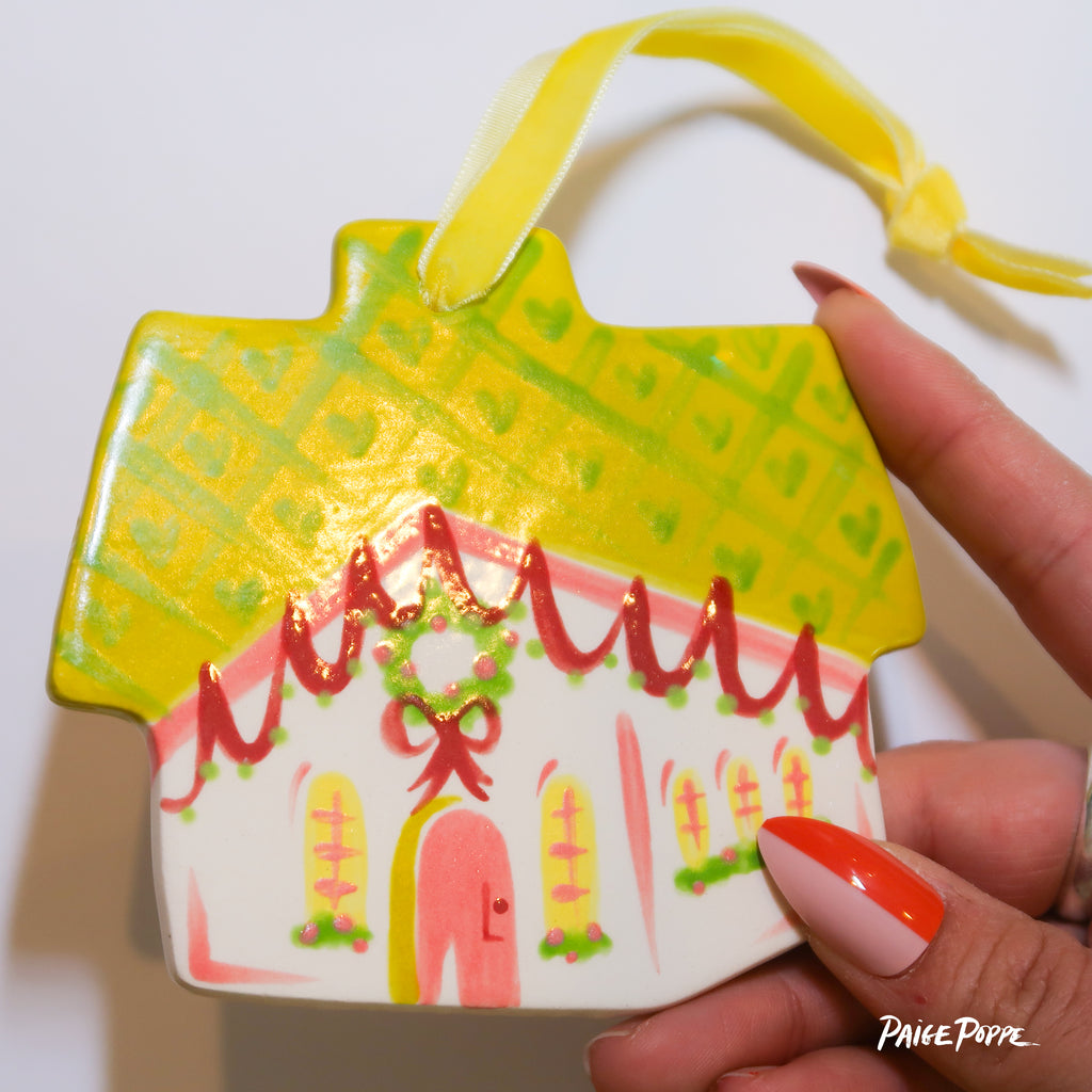 IMPERFECT "Wreath Wonderland" Handpainted Ceramic Ornament