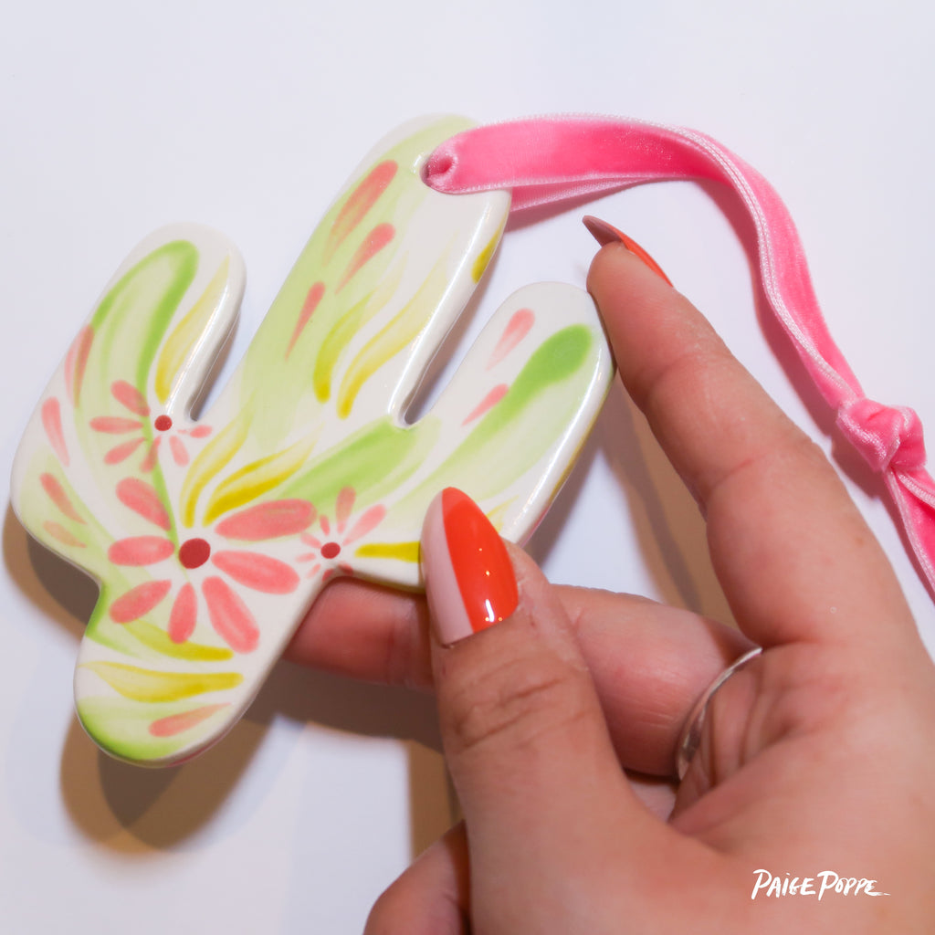 "Pink Petals" Handpainted Ceramic Ornament