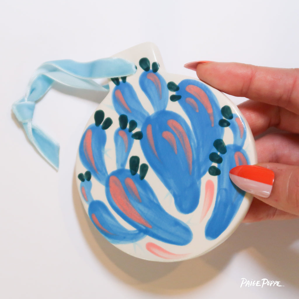 "Blue Suede" Handpainted Ceramic Ornament