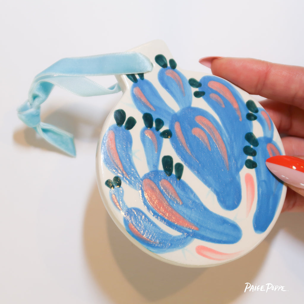 "Blue Suede" Handpainted Ceramic Ornament