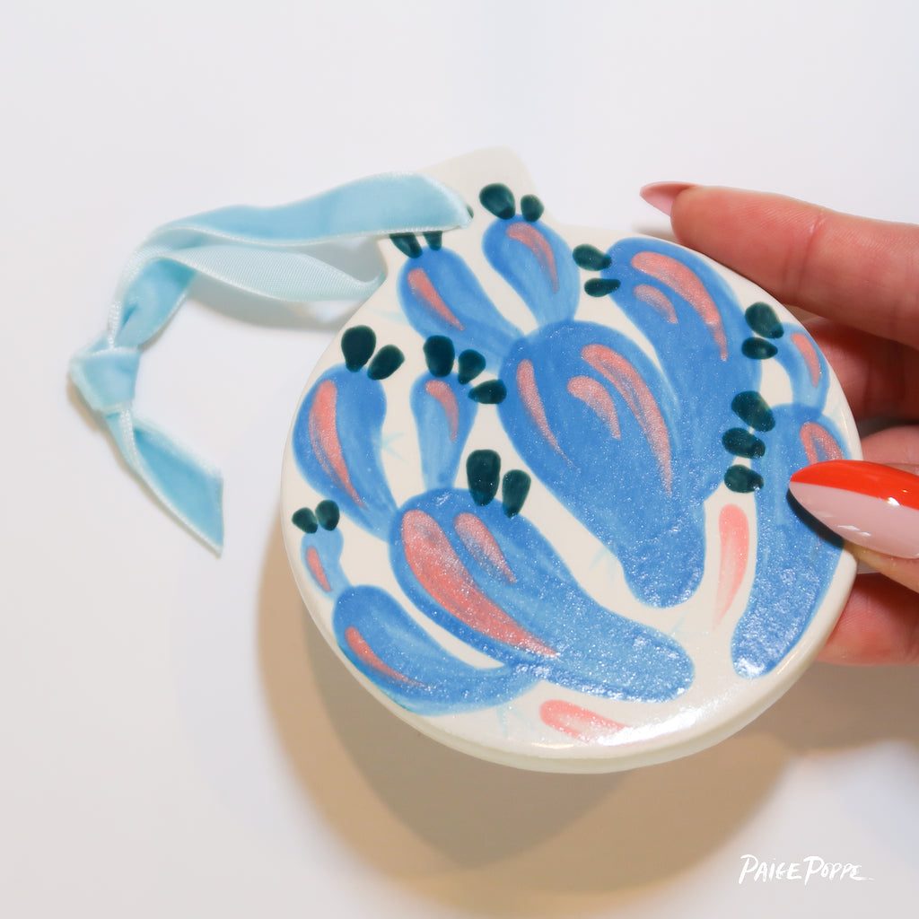 "Blue Suede" Handpainted Ceramic Ornament