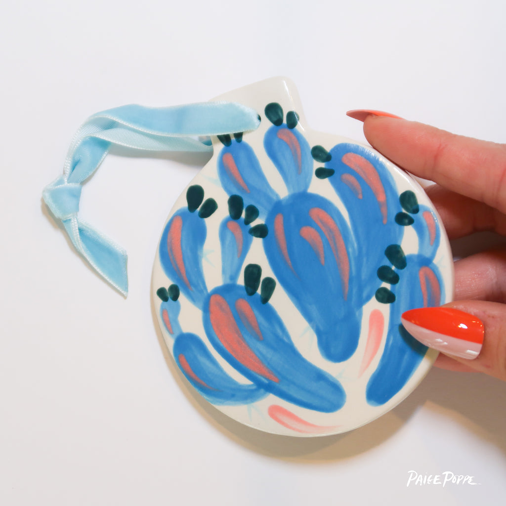 "Blue Suede" Handpainted Ceramic Ornament