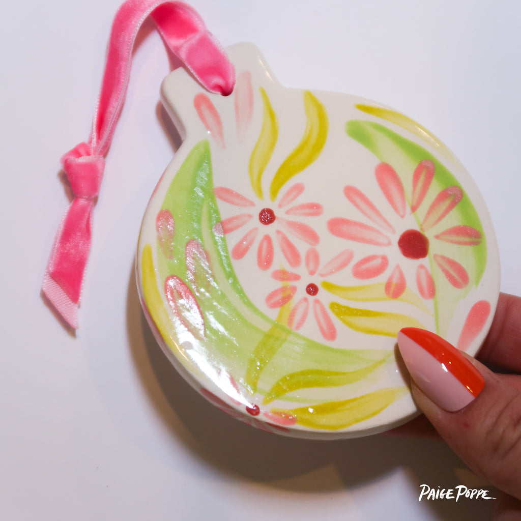 "Bouquet of Blooms" Handpainted Ceramic Ornament