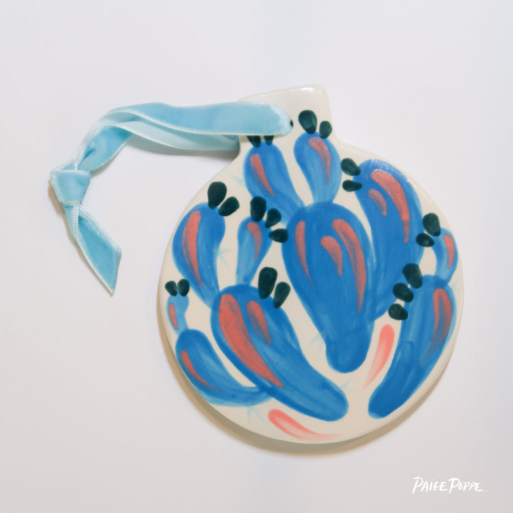 "Blue Suede" Handpainted Ceramic Ornament