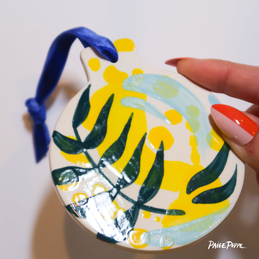 "Brimming with Botanicals" Handpainted Ceramic Ornament