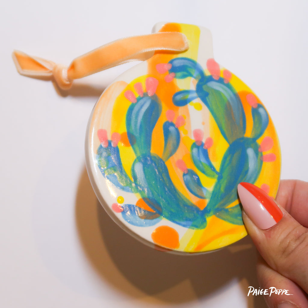 "Psychedelic Holiday" Handpainted Ceramic Ornament