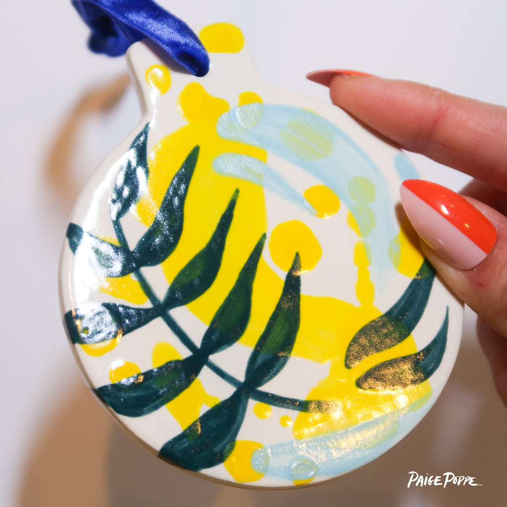 "Brimming with Botanicals" Handpainted Ceramic Ornament