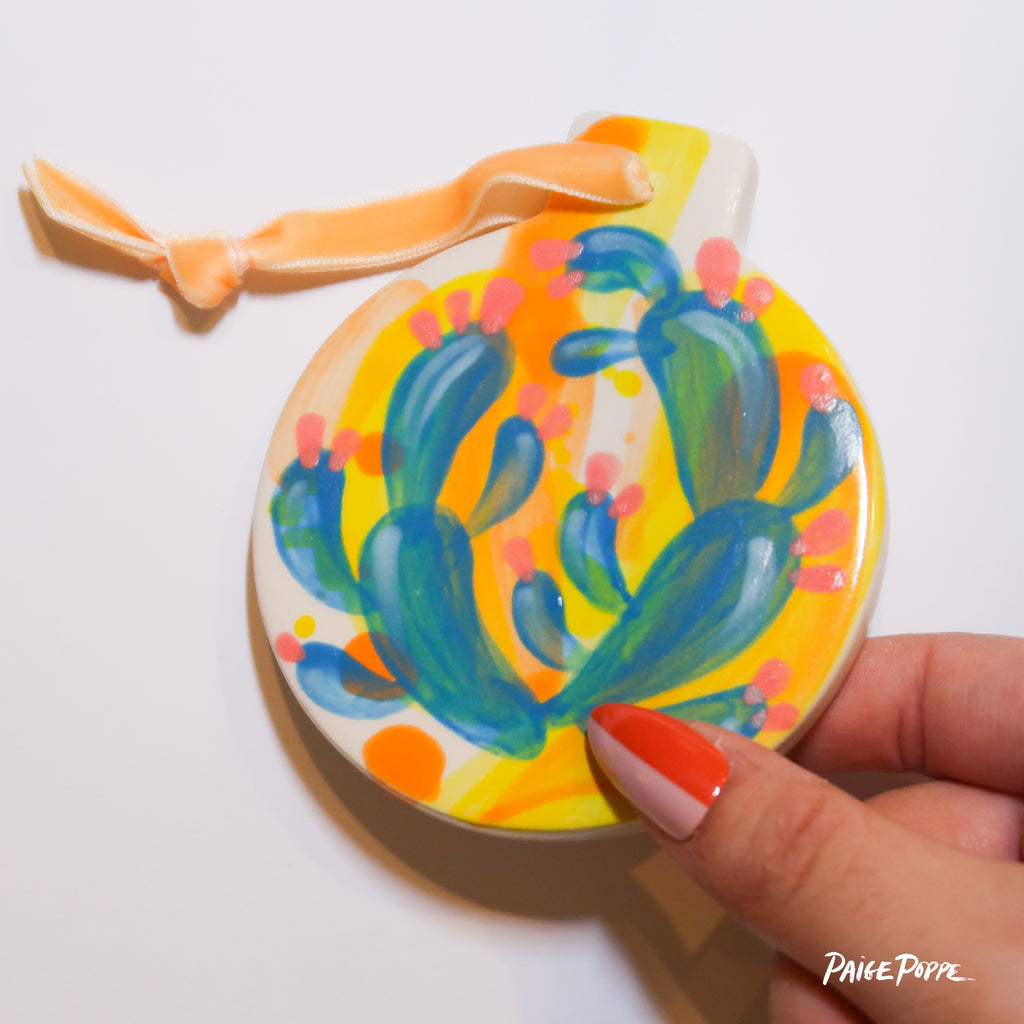 "Psychedelic Holiday" Handpainted Ceramic Ornament