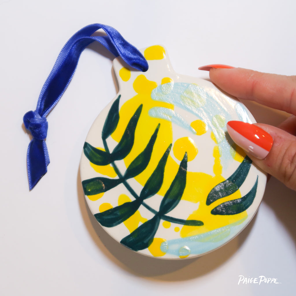 "Brimming with Botanicals" Handpainted Ceramic Ornament