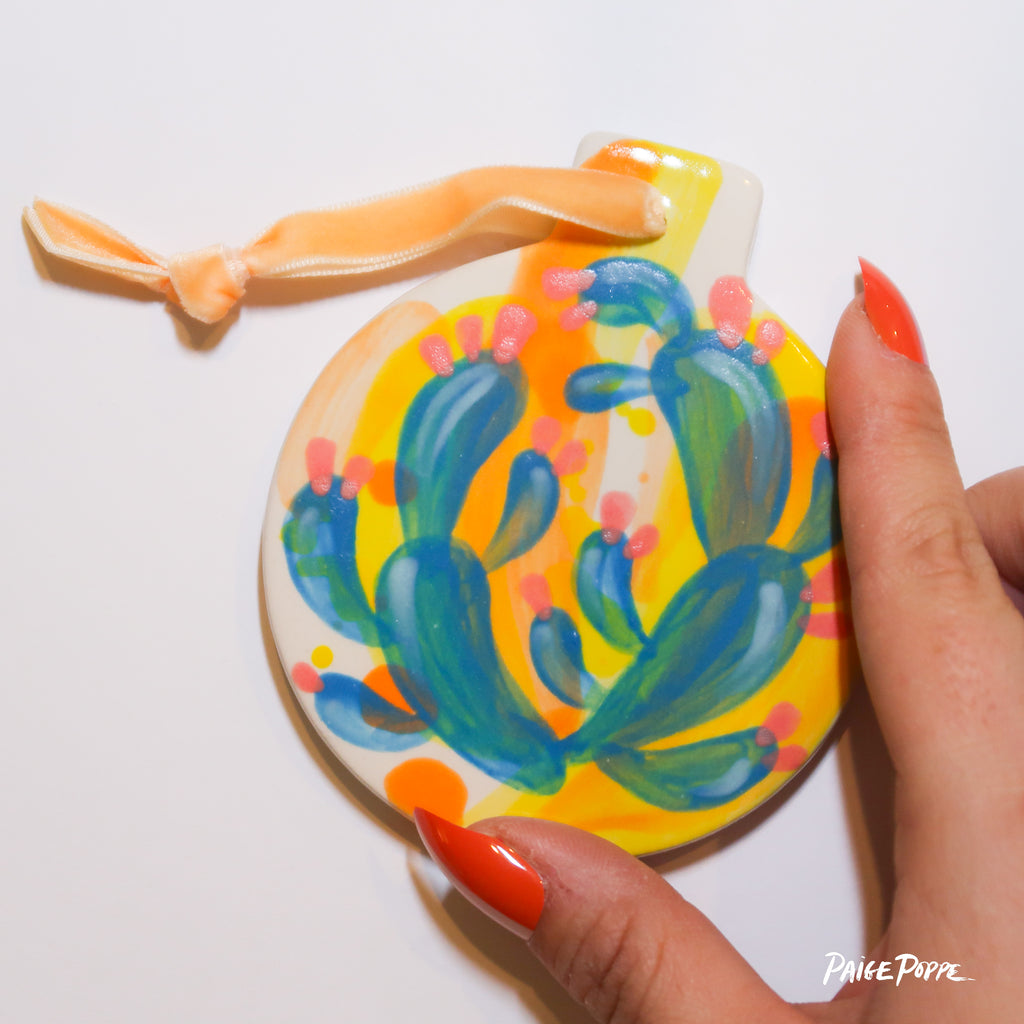 "Psychedelic Holiday" Handpainted Ceramic Ornament