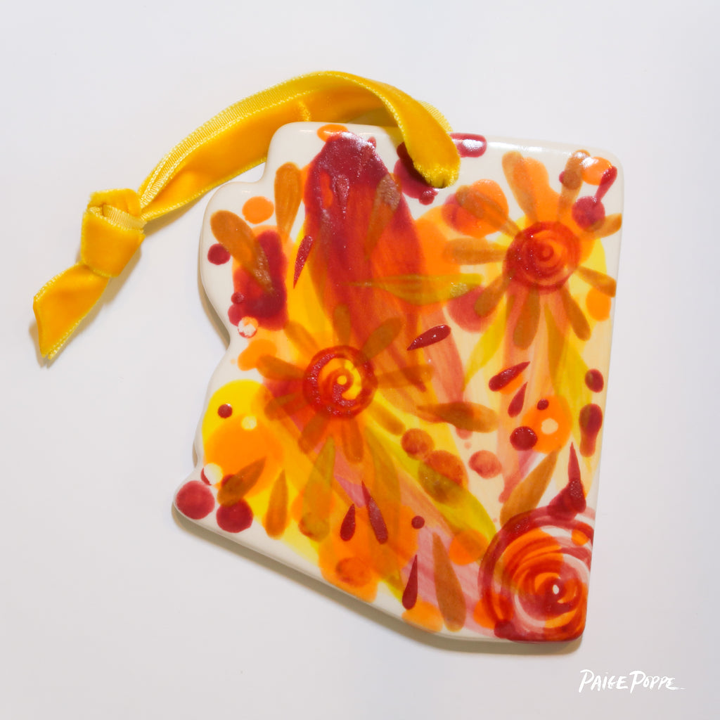 "Abstracted Arizona" Handpainted Ceramic Ornament