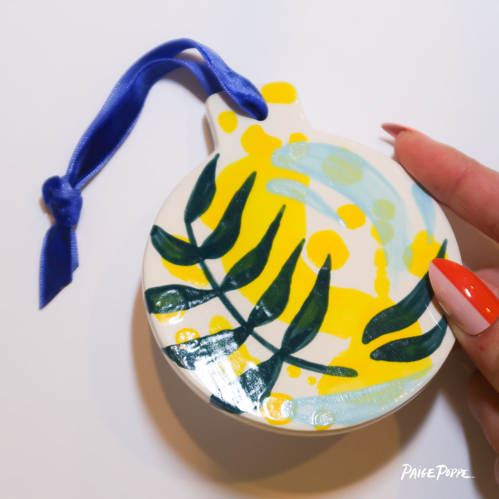 "Brimming with Botanicals" Handpainted Ceramic Ornament