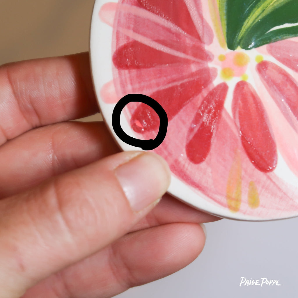 IMPERFECT "Festive Flora" Handpainted Ceramic Ornament