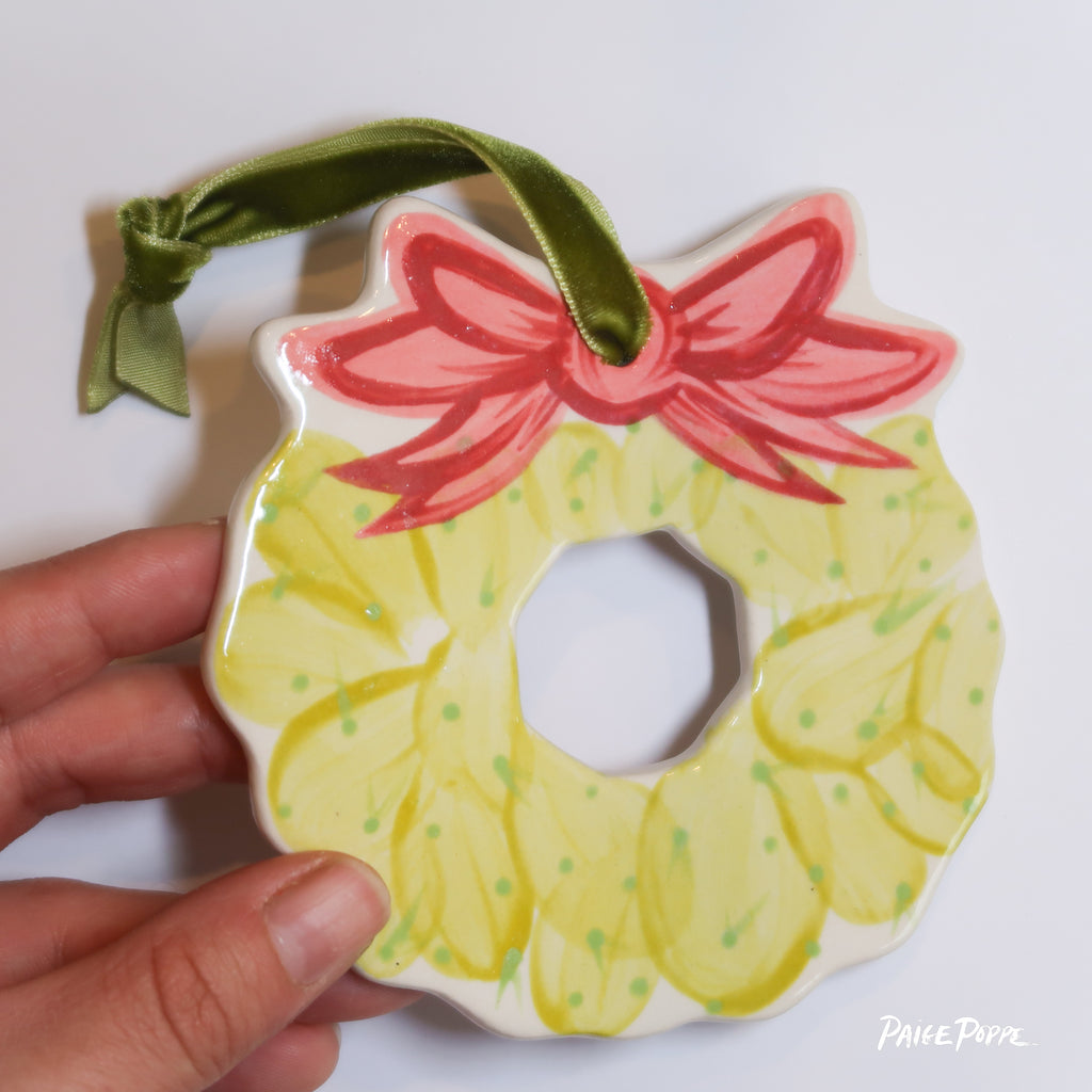 "Cacti Wreath" Handpainted Ceramic Ornament