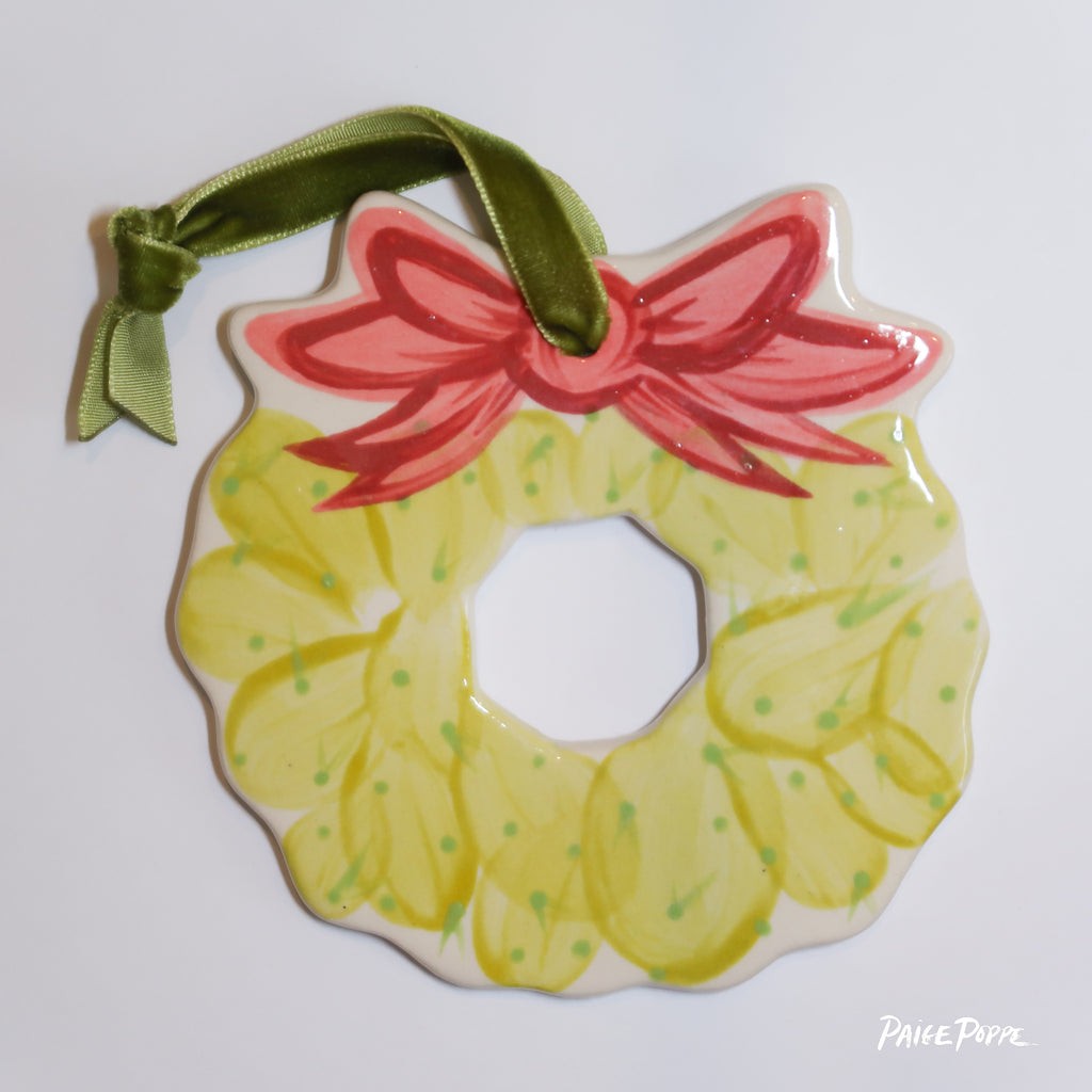 "Cacti Wreath" Handpainted Ceramic Ornament