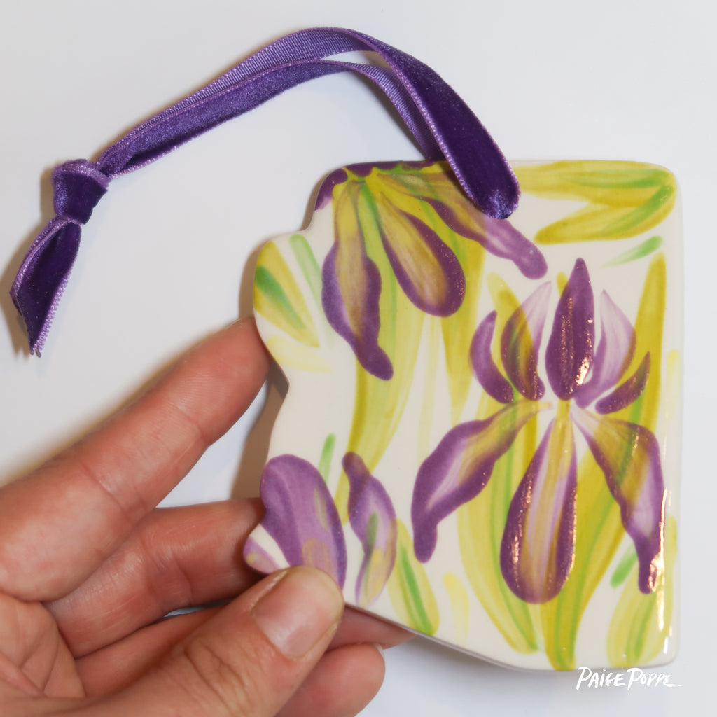 "Arizona Iris" Handpainted Ceramic Ornament