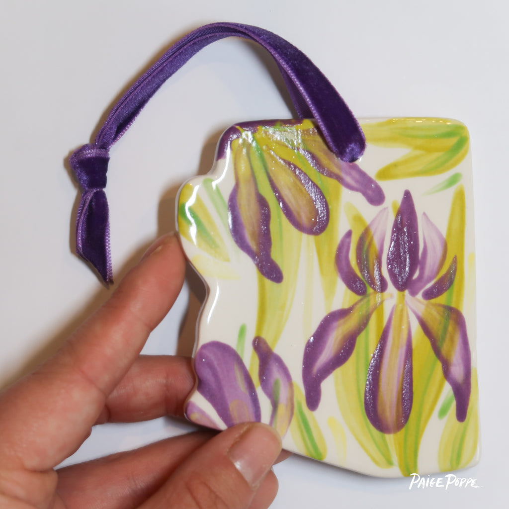 "Arizona Iris" Handpainted Ceramic Ornament