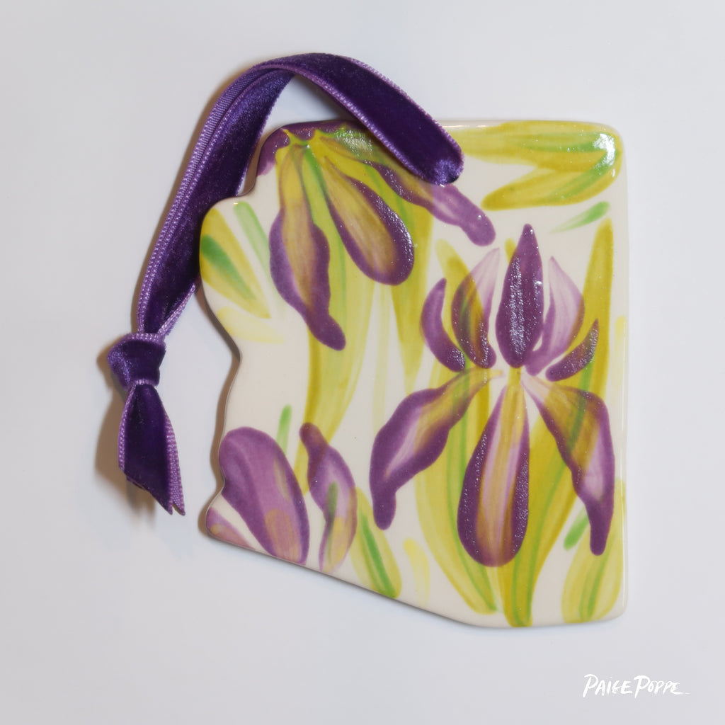 "Arizona Iris" Handpainted Ceramic Ornament