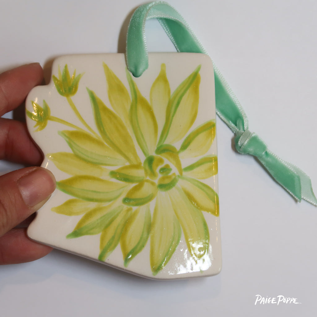 "Succulent State" Handpainted Ceramic Ornament